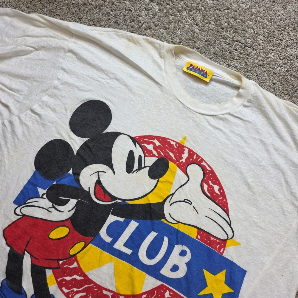 VINTAGE Disney Mickey Mouse Club Pajama Party Shirt Mens 2XL White Adult XXL
